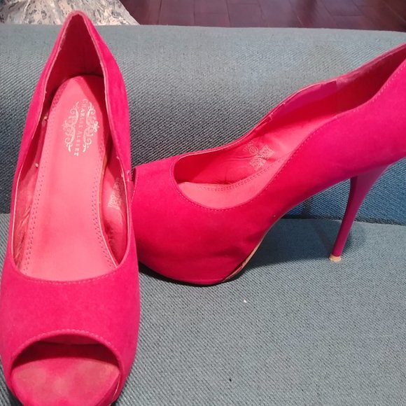 Fuschia 6" velvet stilletto 10M - Picture 1 of 7